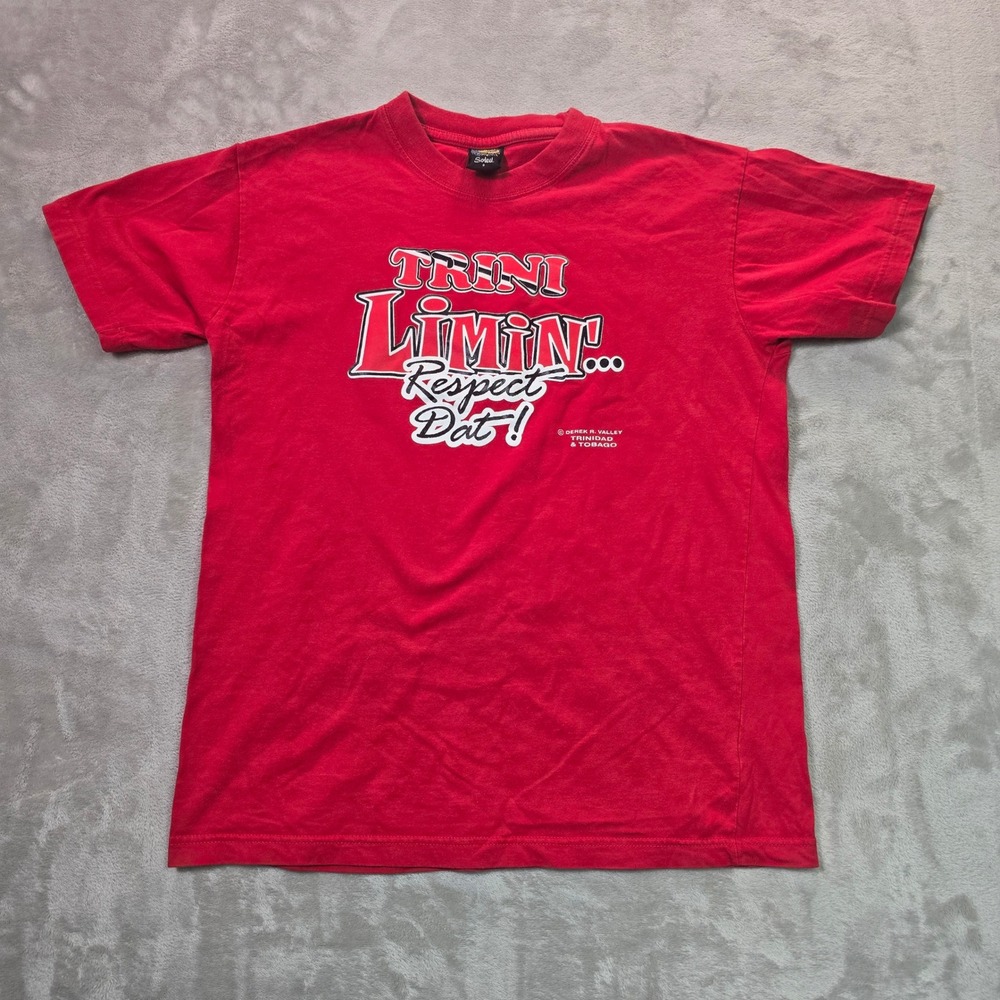Soleil Trini Limin Respect Dat Trinidad Tobago Red Graphic T-Shirt Small